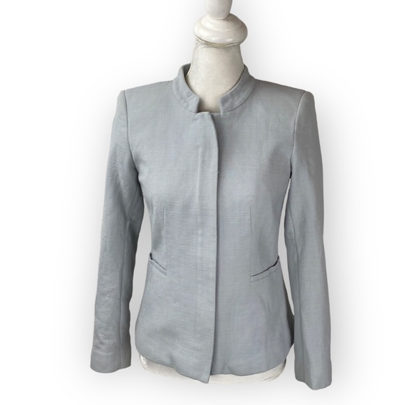 Lafayette 148 New York Jackets & Blazers - Womens Lafayette 148 New York Blazer Size 2 Blue Zip Up Career.